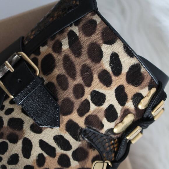 Christian Louboutin Macademia Leopard-Print Calf Hair Snake Moto Combat Booties - Picture 11 of 15